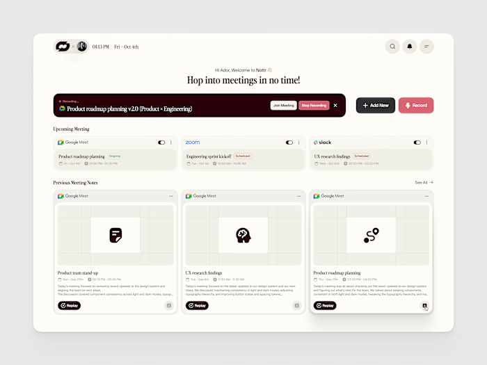 Designing Nottr - an AI Note taker App