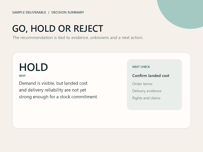 Go, Hold or Reject Decision
