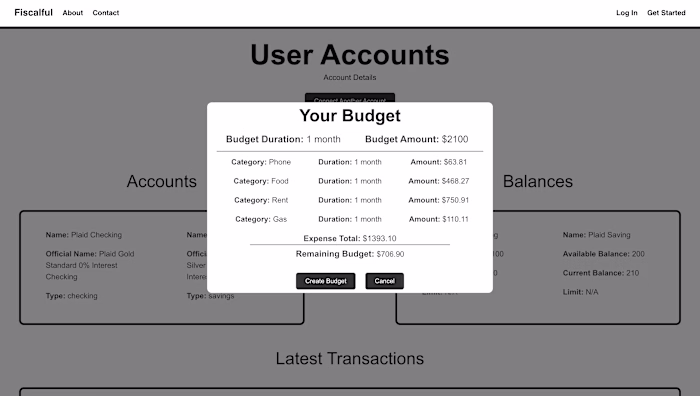 Developed the backend for a AI powered personal finances app