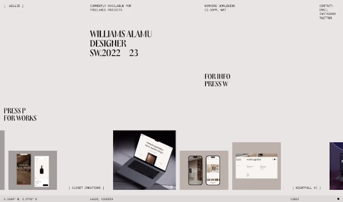 Williams Alamu '23 Folio | GSAP Animation, HTML5/SCSS/JavaScript