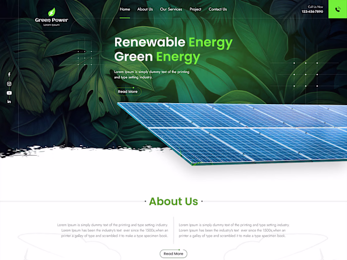 Solar Energy Panel Brand Identity Website landing page