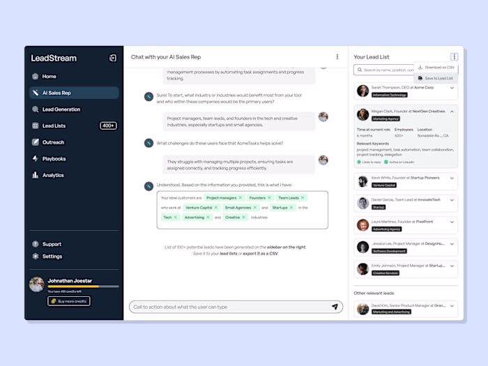 AI-powered Lead Generation tool for early-stage startups