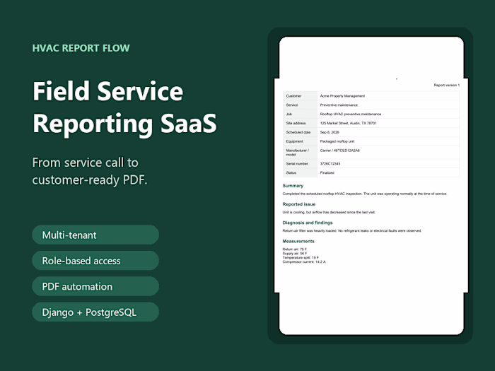 Field Service SaaS Platform | Django, AI & Automation