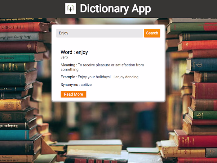 Online Dictionary Website using JavaScript & API