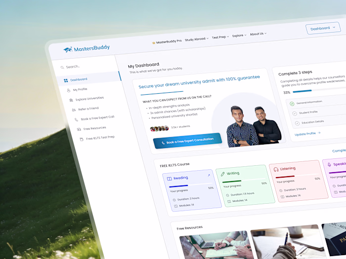 MastersBuddy - CRM Dashboard Design