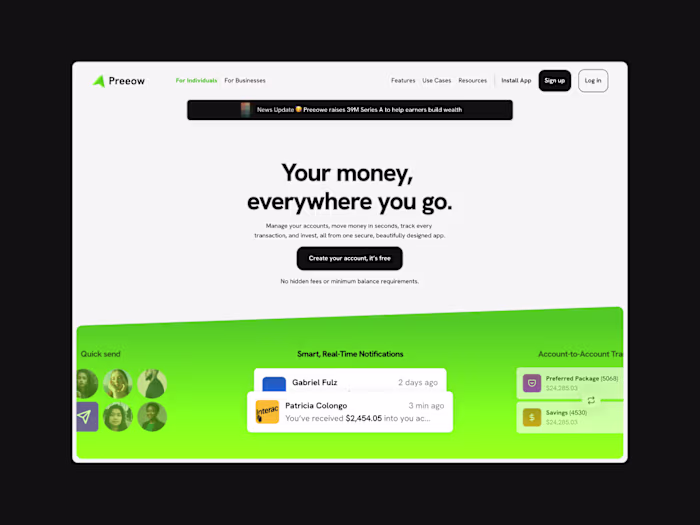 Does your website's top section