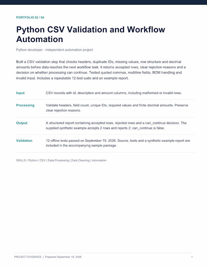 Python CSV Validation and Workflow