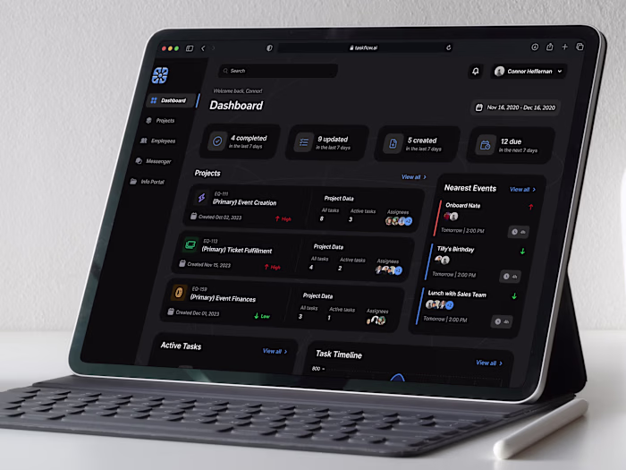 A custom internal dashboard and