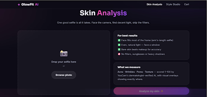 Snap a selfie. GlowFit AI