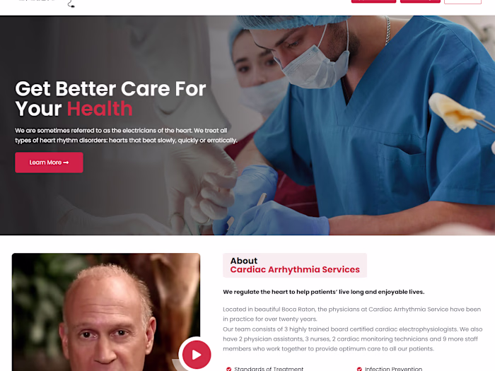 Back on Rhythm Cardiac Care Website Design