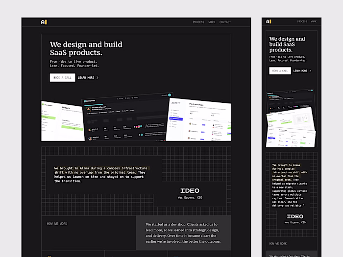 Alama - Product Design Agency Website Design