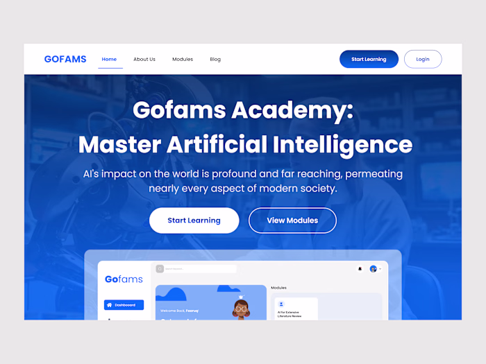 Gofams Academy Website and Web App Design