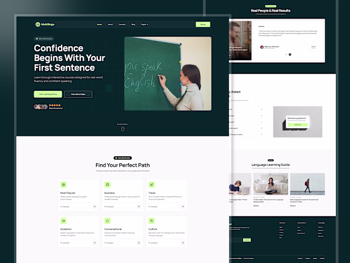 Multilongo — Language Learning Website Design