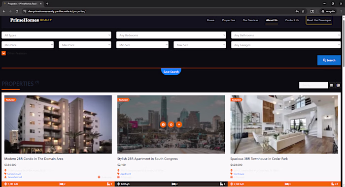 Modern real estate website designed