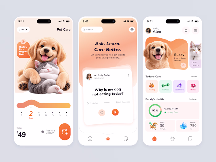 Pet Care Mobile App UI/UX