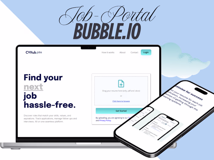 Interactive Job Portal – Built with Bubble.io & Animations