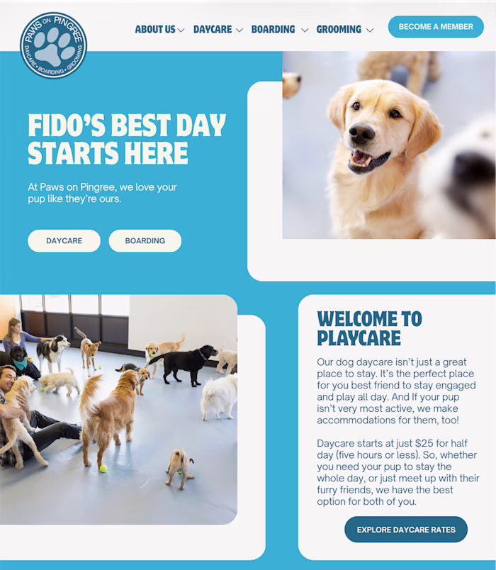 Mock up landing page for