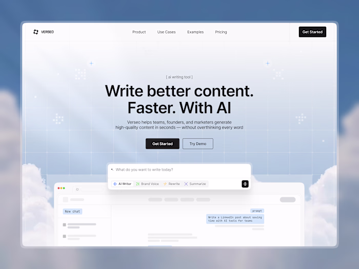 Verseo — AI Writing SaaS Website