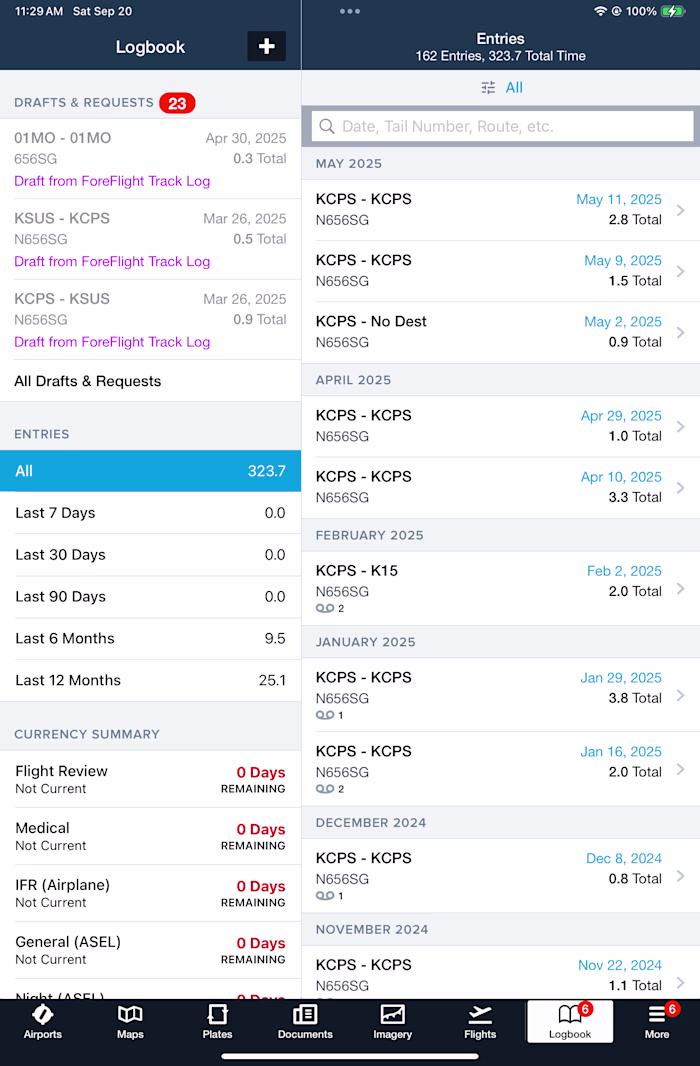 Logbook Digitization into Foreflight