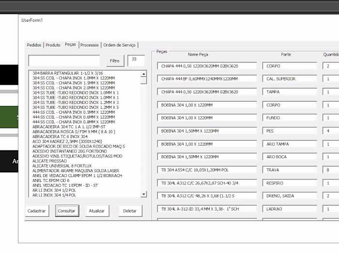 Data Entry for a stainless steel tank Factory
