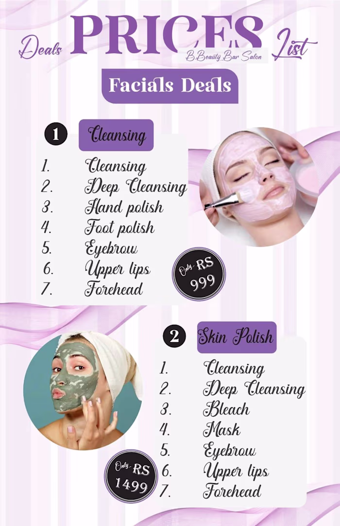 Beauty Salon Deals Menu Design