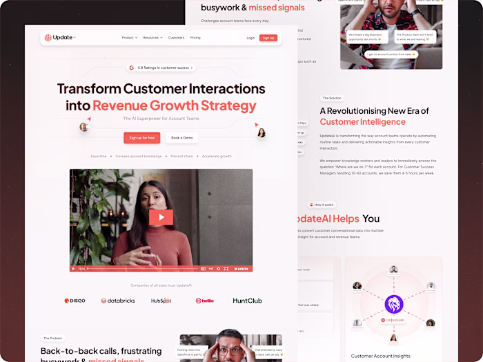 Update.ai — Revenue Growth Platform Website Redesign in Figma