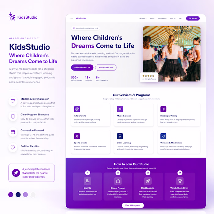 KidsStudio — High-Fidelity Website Prototype
