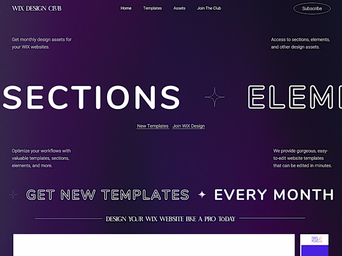 WiX Design Club | Shop Latest Templates | Join WiX Design Club