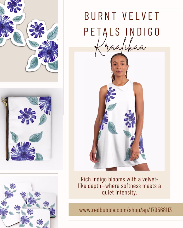 Burnt Velvet Petals — Indigo
Textile