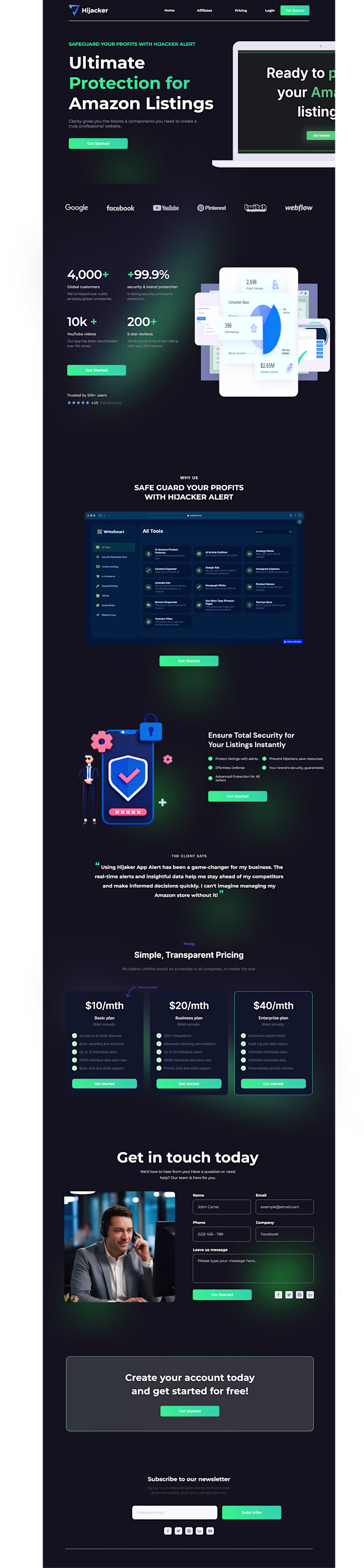UI/UX Design - Hijacker Alert: Amazon Listing Protection App