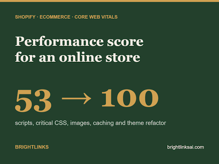 Shopify store from 53 to 100 performance