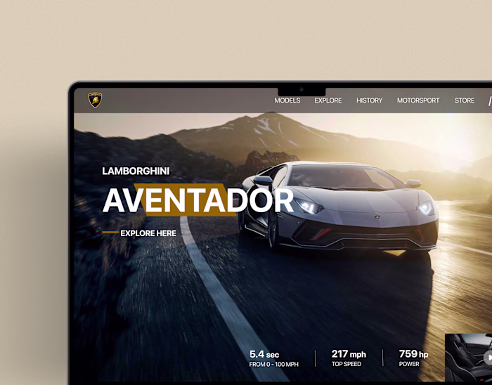 Lamborghini Hero Section Animation - Design Exploration