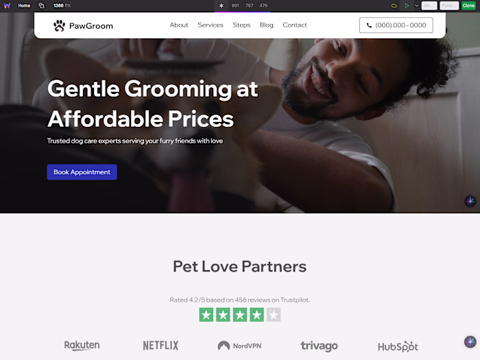Paw Groom in Webstudio
