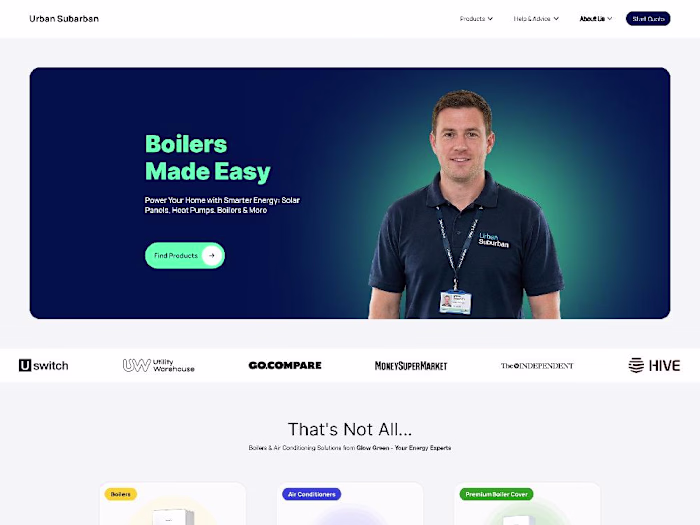 Urban Suburban | Heating & Energy Landing Page UI
