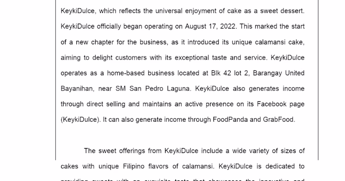 Practice Launch of KeykiDulce Calamansi Cake Business