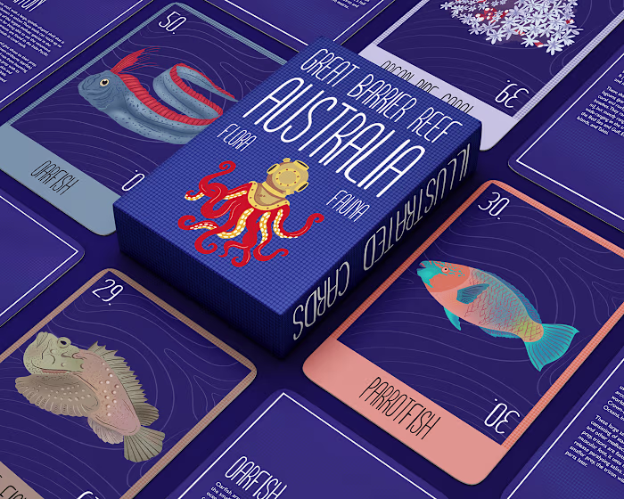 Illustrated cards for the Great Barrier Reefs Australia