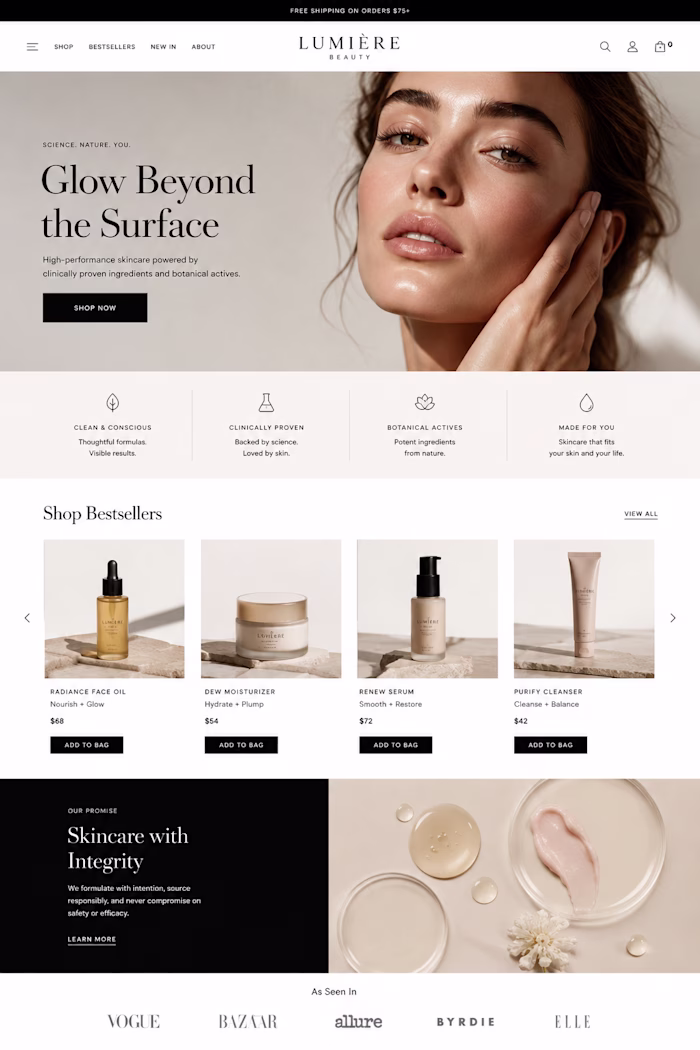 Mockup for a beauty product concept
