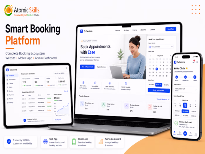 Smart Booking Platform with Web App, Mobile & Admin Dashboard