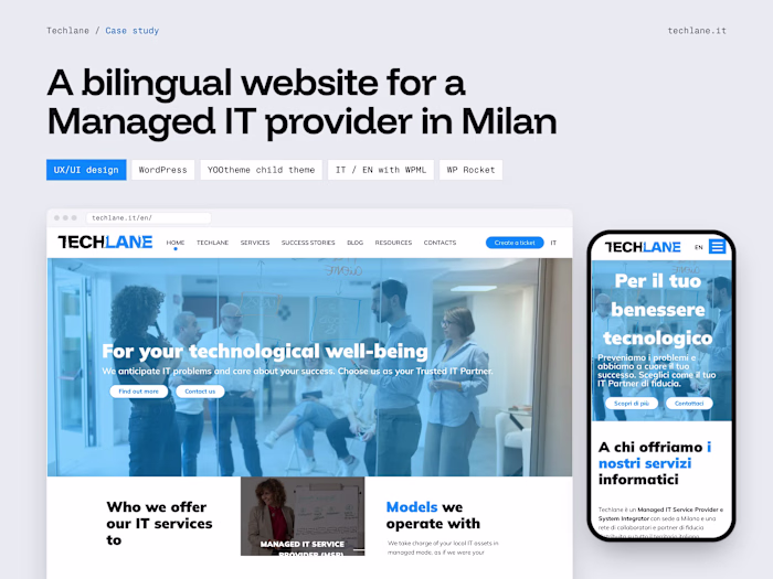 Techlane: bilingual site for a Managed IT provider