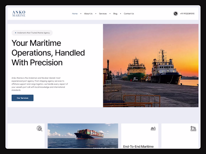Anko Marine - Sea Transportation Webflow Website Design