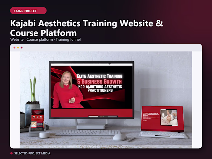 Kajabi Aesthetics Training Website, Funnel & Automation