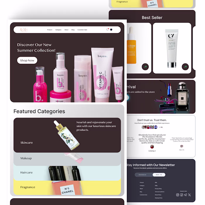 E-commerce website homepage