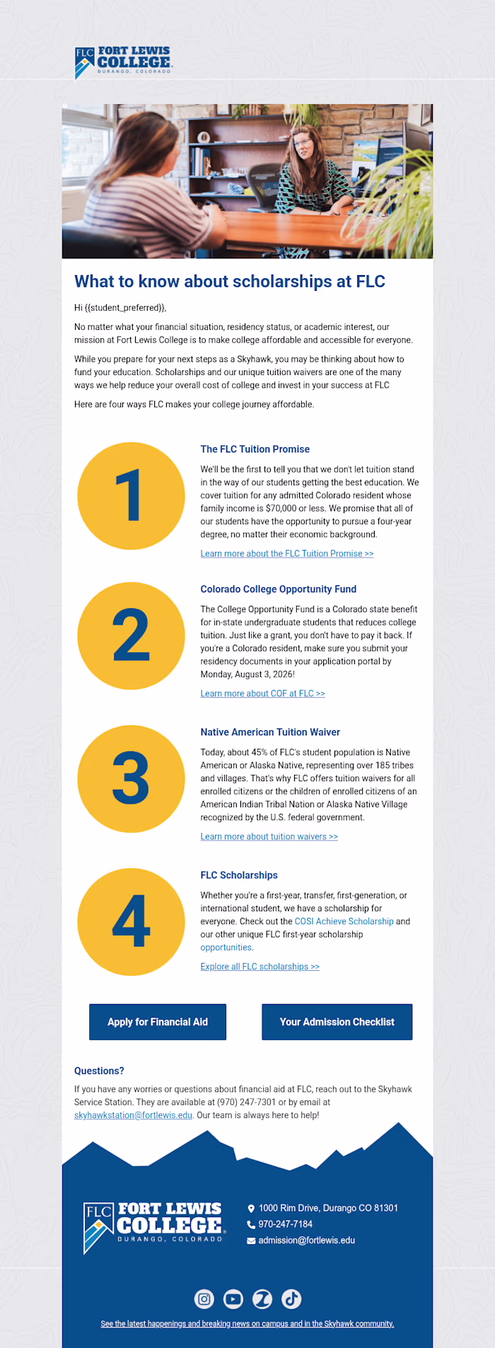 Financial Aid Email Campaign Push