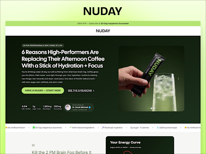 DTC Listicle Landing Page for NuDay — Shopify