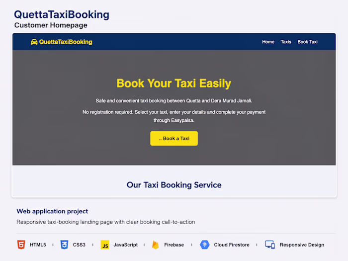 QuettaTaxiBooking – Online Taxi Booking Web App