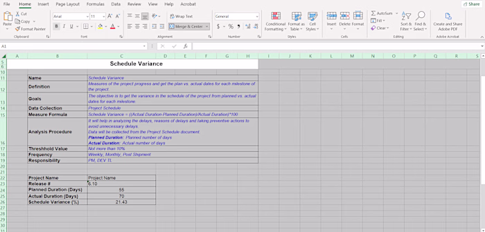 Schedule Variance