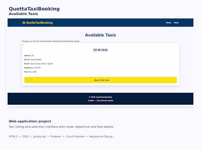 Available taxis page