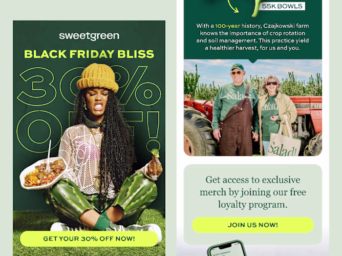 BFCM Newsletter concept for the sweetgreen