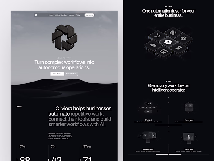 Olivera - AI Automation Platform Landing Page