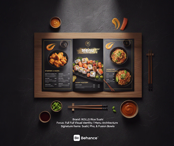 ROLLS RICE Sushi | High-Fidelity Asian Fusion Branding